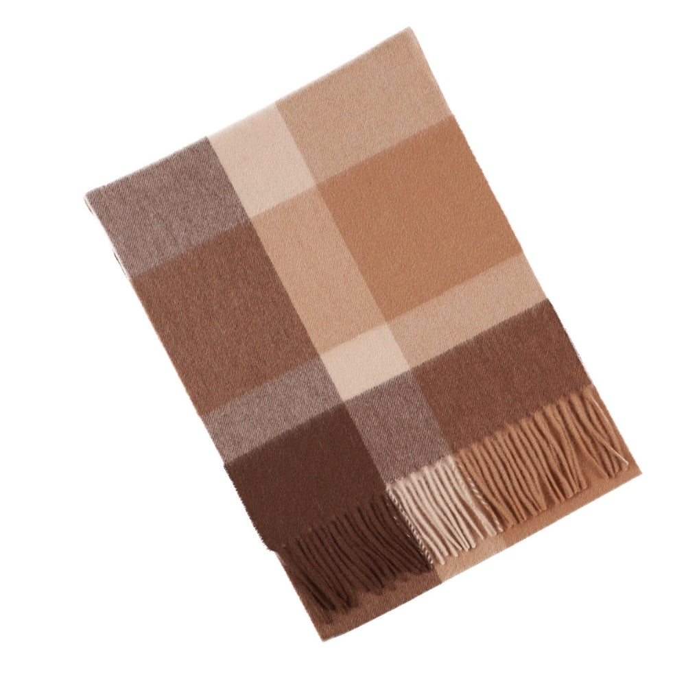 Sjaal met grote ruiten van 100% wol in het bruin en beige – York (6)