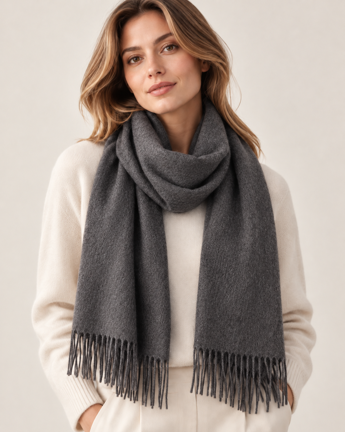 Zwarte sjaal van 100% cashmere voor dames Parijs (5)